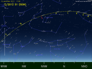 Komeet C/2012 S1 (ISON) aan de avondhemel